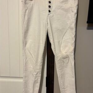 Kut from the Kloth High Rise White Distressed Jeans